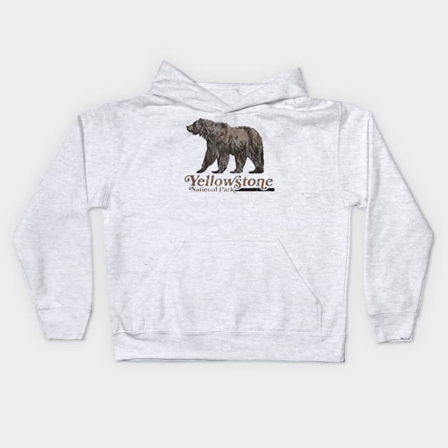 Vintage yellowstone national park Kids Hoodie by Dariushu